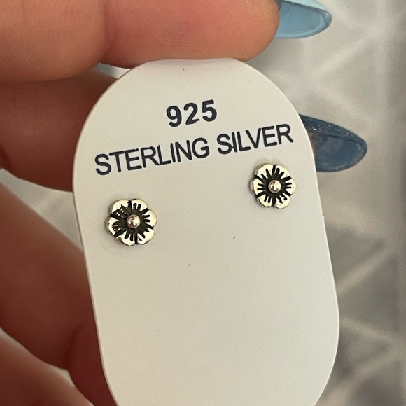 Flowers Earrings Sterling Silver 925 - Picture 2 of 2